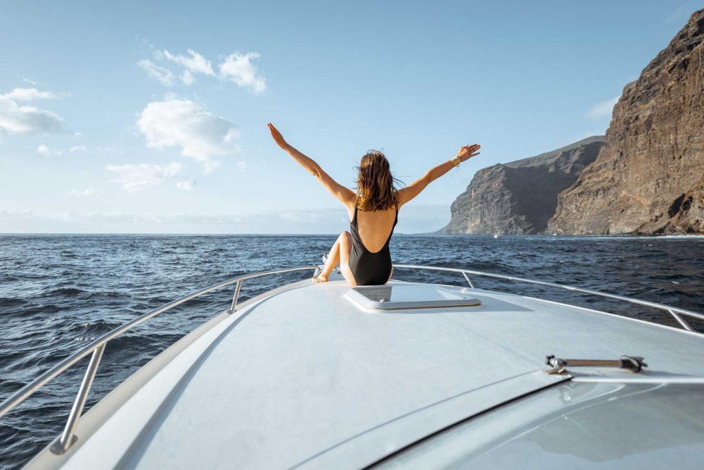 woman sailing on the yacht